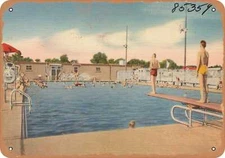 METAL SIGN - Louisiana Postcard - Springhill Municipal Swimming Pool and Recrea