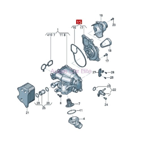 06K121011B OEM Water Pump With Thermostat For AUDI A3 A4 A5 A6 A7 Q3 Q5 TT - Picture 8 of 8