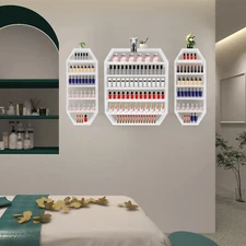 3x White Nail Polish Display Racks 6 Tier Wall Mount Organizer for 200Bottle Max