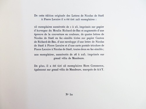 NICOLAS DE STAEL "Lettres De Nicolas De Stael A Pierre Lecuire" 50/225 1966 - Picture 10 of 10