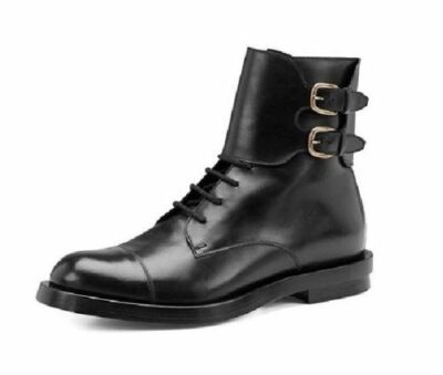 Handgefertigte Herrenstiefel Leder Knöchel Mönchsriemen Schnürung Formelle Kleidung Freizeitschuh Neu