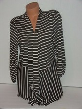 Chico's brown white striped open jacket Sz 2
