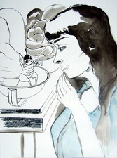 ROSA LOY (Neo Rauch) UNIKAT - Mischtechnik (gerahmt) "WAAGE, 2011" 23,0 x 31,0