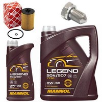 MotoröL Filter Set Mannol 0W-30 504/507 6 Liter + Schraube FüR Seat Skoda VW 2.0