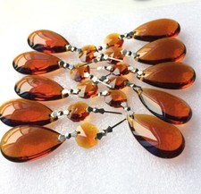 20Pcs Amber Chandelier Crystal Lamp Parts Glass Prisms 38mm Pendant Drops