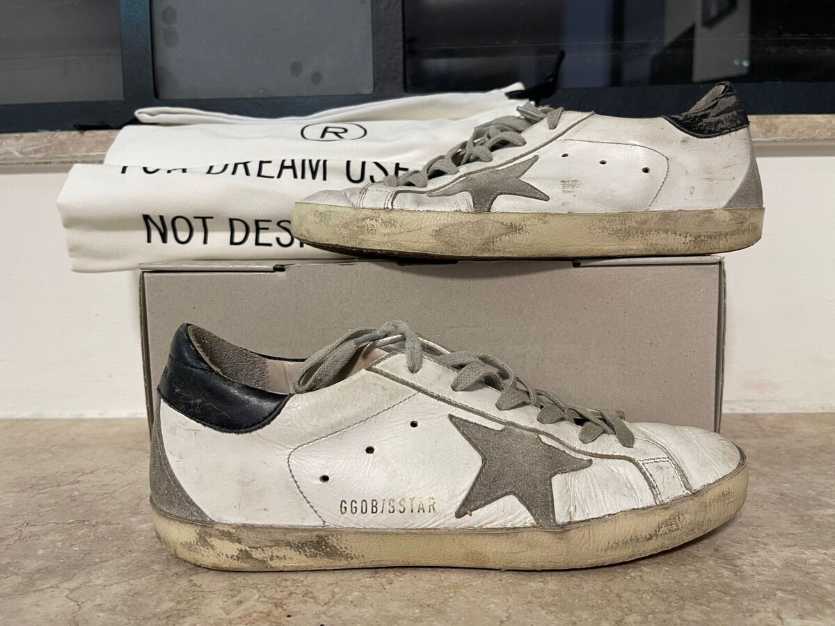 Golden Goose White Super-Star Sneakers with Glitter and Golden Goose White Super-Star Sneakers with Glitter and