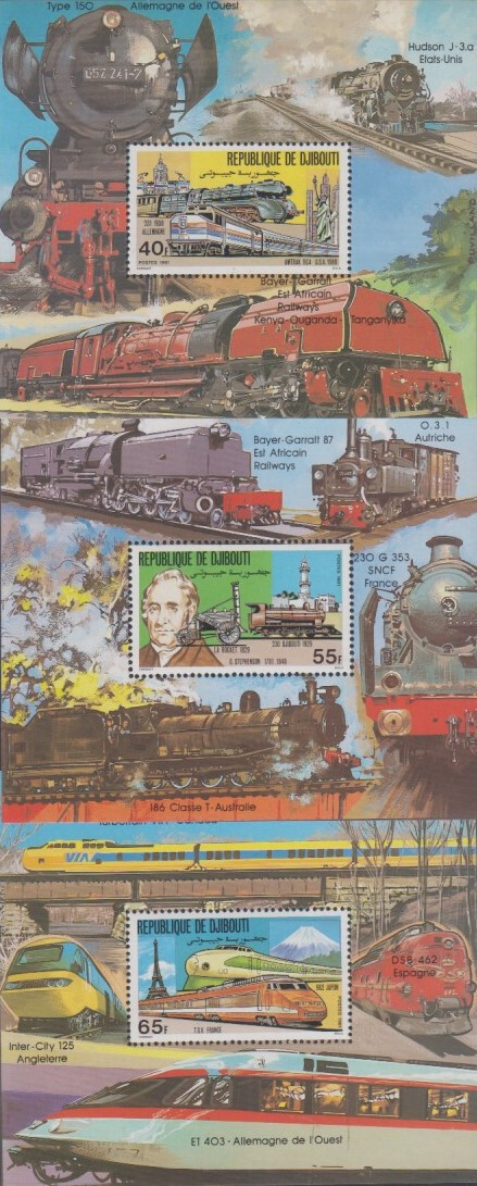 Djibouti MNH Sc 525-27   S/S Mi Bk 36-38 Value  25 Euro  Locomotives