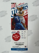 2013 Detroit Pistons at Los Angeles Clippers Ticket 3/10/13