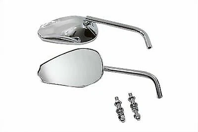 Chrome Teardrop Mirror Set with Round Stems for Harley Davidson by V-Twin