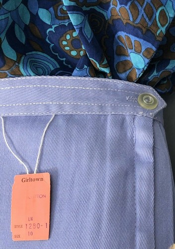 Vtg 50s 60s Girls Pants High Waist Lavender Cotton Shorts Side Metal Zip NOS 24 - Picture 9 of 11