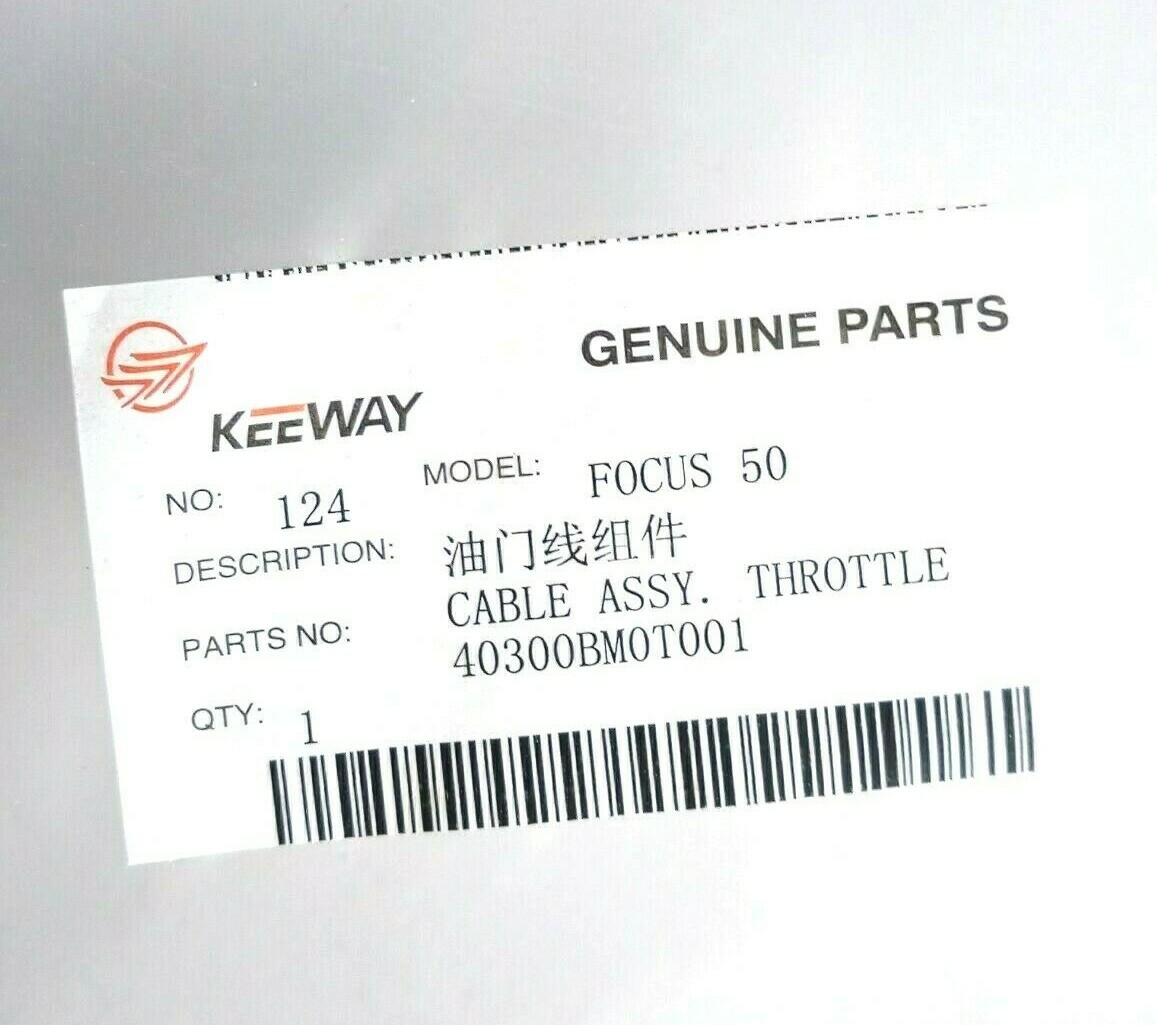KEEWAY Genuine Focus 50 Cable Assy Throttle (No.124) 40300BM0T001 