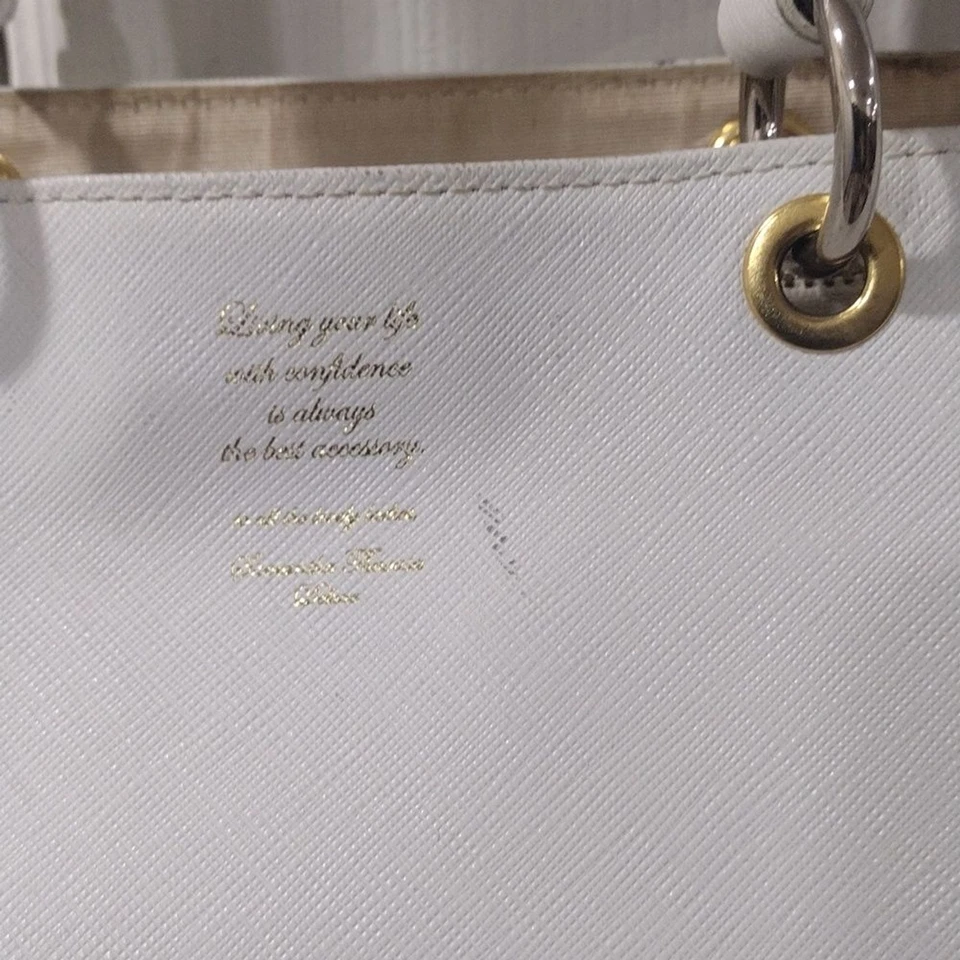 Samantha Thavasa Deluxe белая кожаная наплечная сумка - 2 Cptmts - магнитная застежка - Изображение 2 из 4