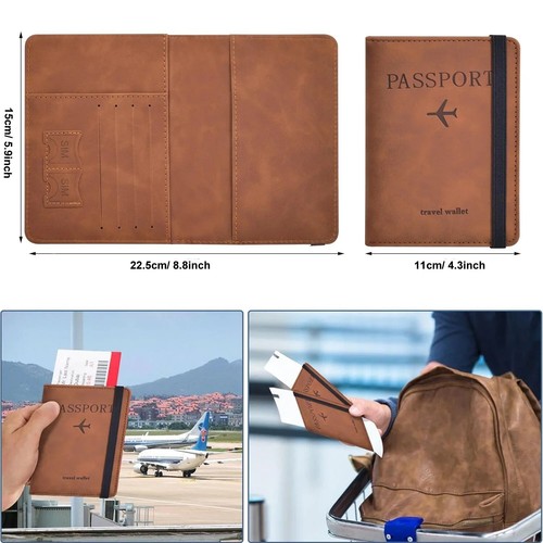 RFID Passport Holder Travel Wallet Passport Organiser Cover Cards PU Leather - Picture 5 of 17