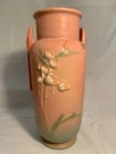 ROSEVILLE POTTERY IXIA HANDLED ART DECO VASE WITH ORIGINAL FOIL LABEL 1937
