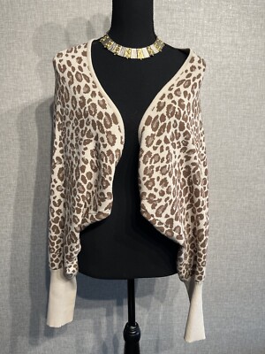 Express SZ L Women s Cheetah Print Bolero Open Front Cardigan Sweater