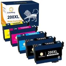 5 Pack 200XL T200XL Ink replacement for Epson Expression Home WF-2530 WF-2540