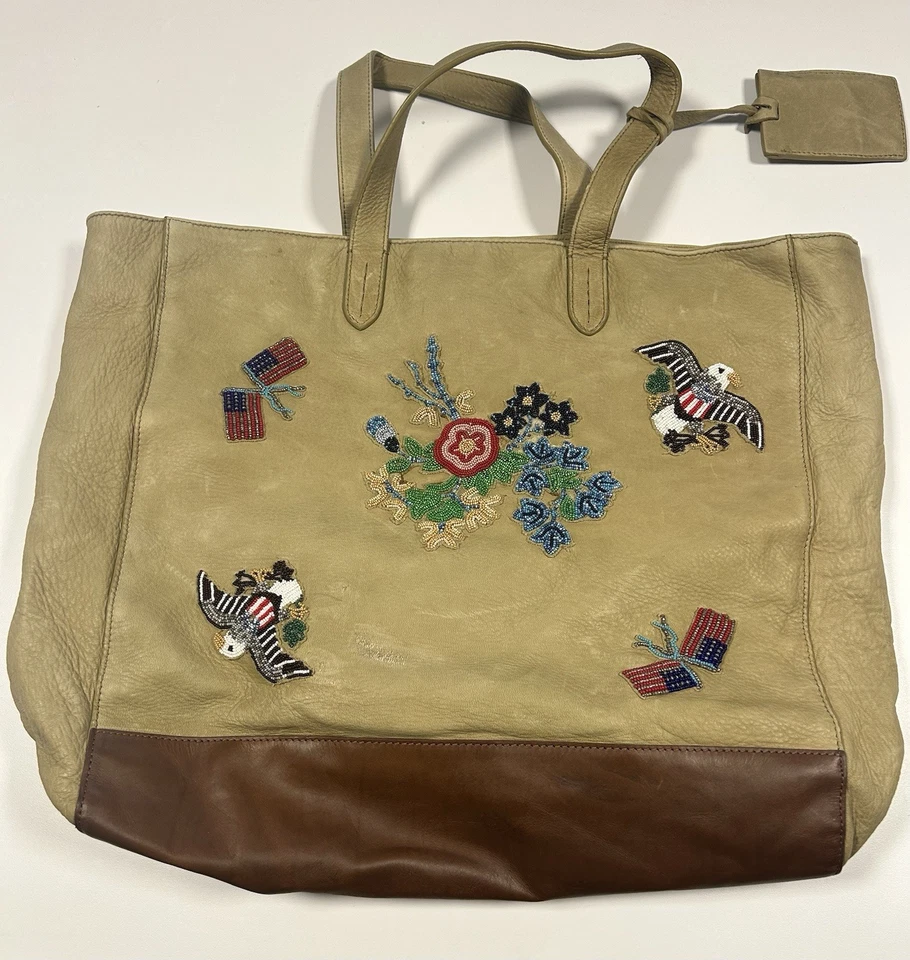Bolsa tote Polo Ralph Lauren Colorado 100% couro de veado com miçangas - Imagem 2 de 4