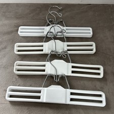 Set Of 4 Vtg Retro TAMOR Plastic Clamp White Hangers Pants Skirt Clothing