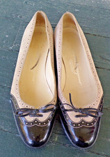 Vtg Salvatore Ferragamo Boutiqe Shoes Ivory Black Suede Patent Leather Size 5B