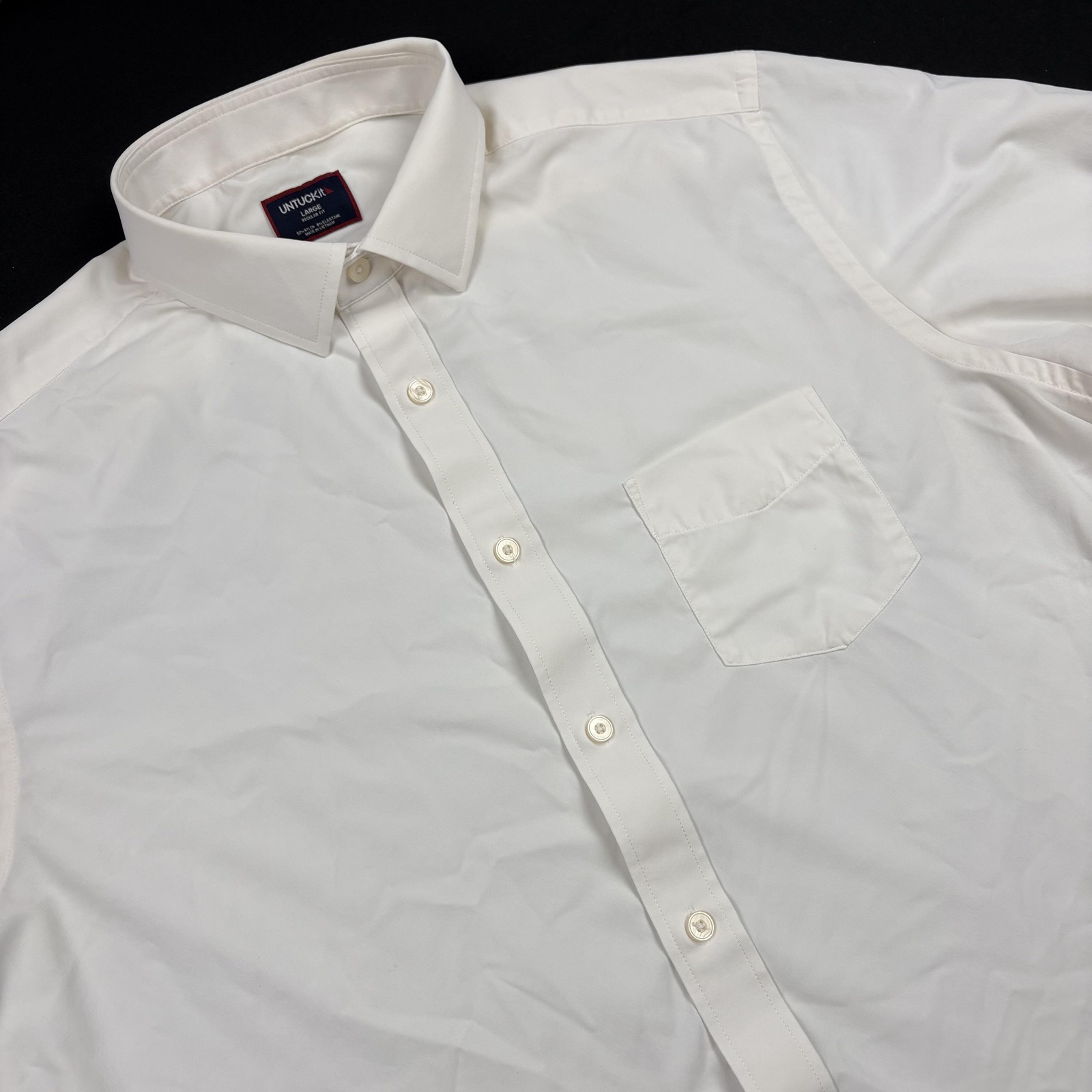 UNTUCKit Shirt Mens L White Long Sleeve Button-Up Microfiber Regular Fit