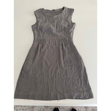 Theory Women's Gray Sleeveless Mini Sheath Dress 99% Silk Size 4 Stretch Flaws