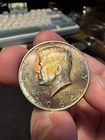 1964 Kennedy Half Dollar Uncirculated Beautiful Rainbow Toning Dual Aided