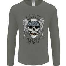 Bad to the Bone Biker Skull Angel Motorbike Mens Long Sleeve T-Shirt