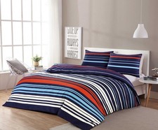 Image of Pedro Striped Printed Reversible Duvet Cover Set with Pillowcase Modern Bedding