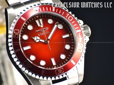 New Invicta Men's 43mm Pro Diver Faded Gradient Red Orange Dial SS Watch