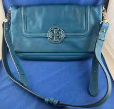 Tory Burch Amanda Foldover Messanger Bag "Electric Eel" Blue ~ Nice!