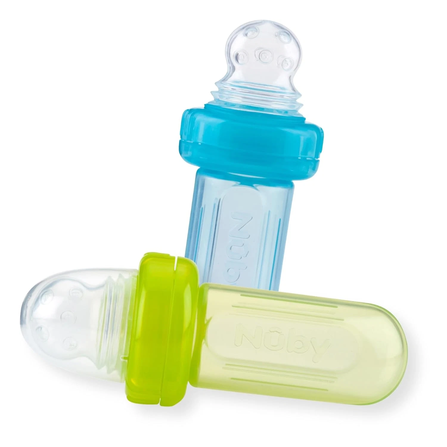 2 Pack Dispensador de Comida para Bebe de Silicona EZ Squee-Z Aqua y Verde
