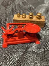 Bilancia da cucina in metallo stile vintage e pesi graduati per casa delle bambole