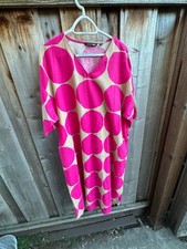 Marimekko X Uniqlo  V Neck Maxi Dress POLKA DOT PINK SMALL --LOCATED  DAL 101