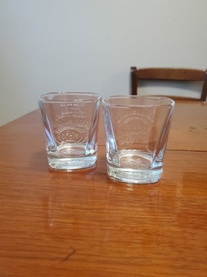 2 Jack Daniels Old No.7 Embossed Square Whiskey Rocks Lowball Glass with Quote