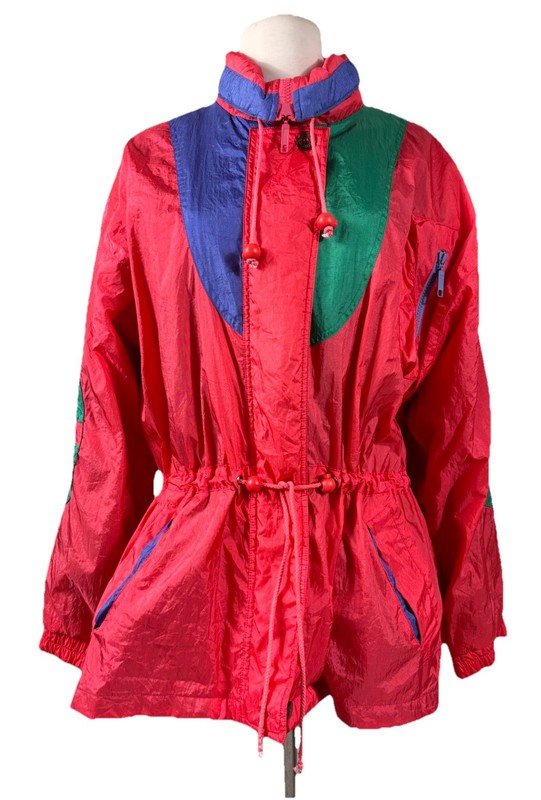 Vintage British Mist Bright Bold Color Block Nylon Windbreaker Ski Sz M