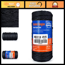 Braided Nylon Twine 472ft 36 Bank Line, Black Tarred String 2.2mm for Gardening