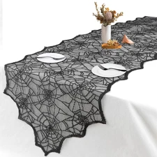 Halloween Decorations Table Runner - Black Lace Spider Web Table Runners for Hal