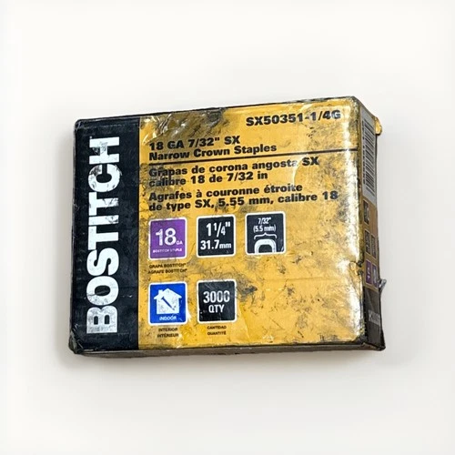 3,000 Stanley Bostitch SX50351-1/4G 1-1/4" Leg 18-Gauge 7/32" Narrow Staples