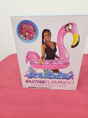 Pool Candy Large 40  Glitter Flamingo Pool Tube  Float Pink Barbiecore NEW