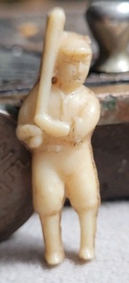 Vintage Celluloid BASEBALL PLAYER BATTER Charm Prize Jewelry No Loop