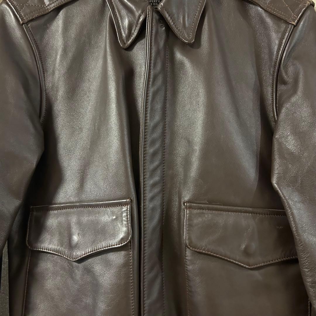 Buzz Rickson's A-2 Leather Flight Jacket Brown L … - image 8