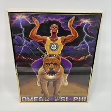 LESTER KERN FRAMED PRINT RARE ART PITBULL OMEGA PSI PHI FRATERNITY 20x16
