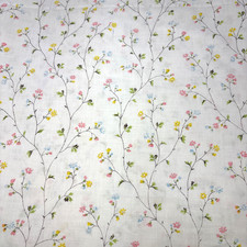 Vintage Muslin Double Flat Sheet Sweet Trailing Spring Flowers 70s Cottagecore