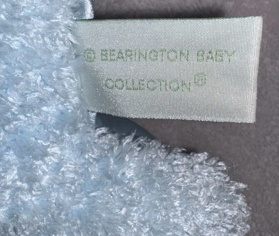 The Bearington Collection Blue Elephant Plush Lovey Satin Back Flat Baby Toy - Image 4 of 4