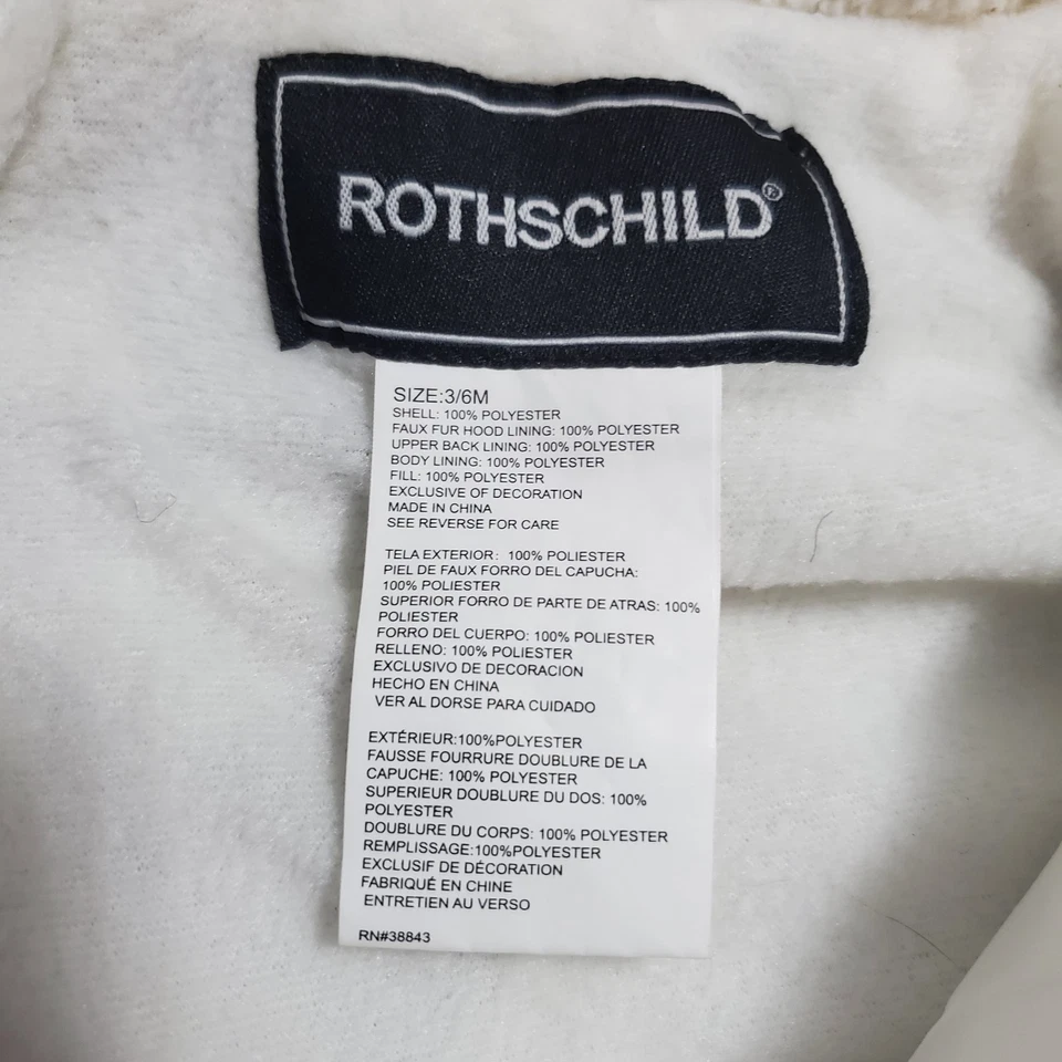 Roupa externa Rothschild Snowsuit bebê 3/6 M infantil azul animal pé com capuz carrinho - Imagem 3 de 4