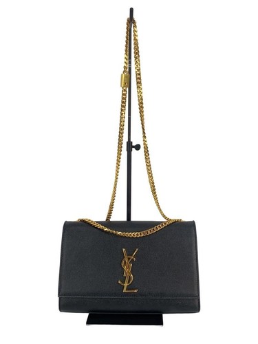 Yves Saint Laurent Shoulder Bag Leather Blk Plain 364021 Used