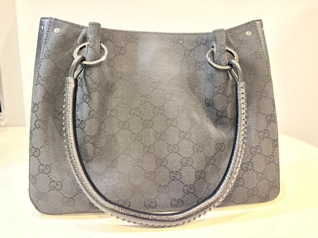 GUCCI GG Canvas Tote Bag Black Authentic Near Mint thumbnail 2