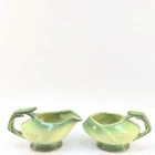McCoy Vintage Avocado Green creamer and sugar pottery glazed