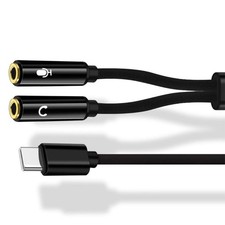 Type C to 2 3.5mm Earphone and Microphones Sound Splitter Cable for Mixed