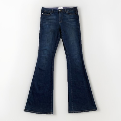 #ad PAIGE Bell Canyon High Rise Flare Jeans Dark Blue Stretch Women#x27;s 32 Made in USA $33.95